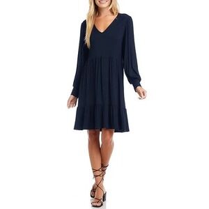 Karen Kane Navy Tiered Long Sleeve Ultra-Soft Dress, Size M, New, Style: 1L13126